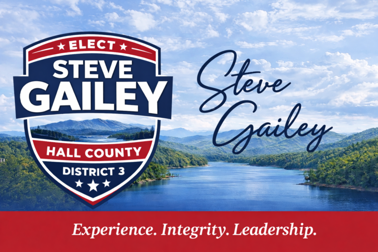 Elect Steve Gailey Banner with a his name in Script next to the logo that says Elect Steve Gailey District 3 Commissioner